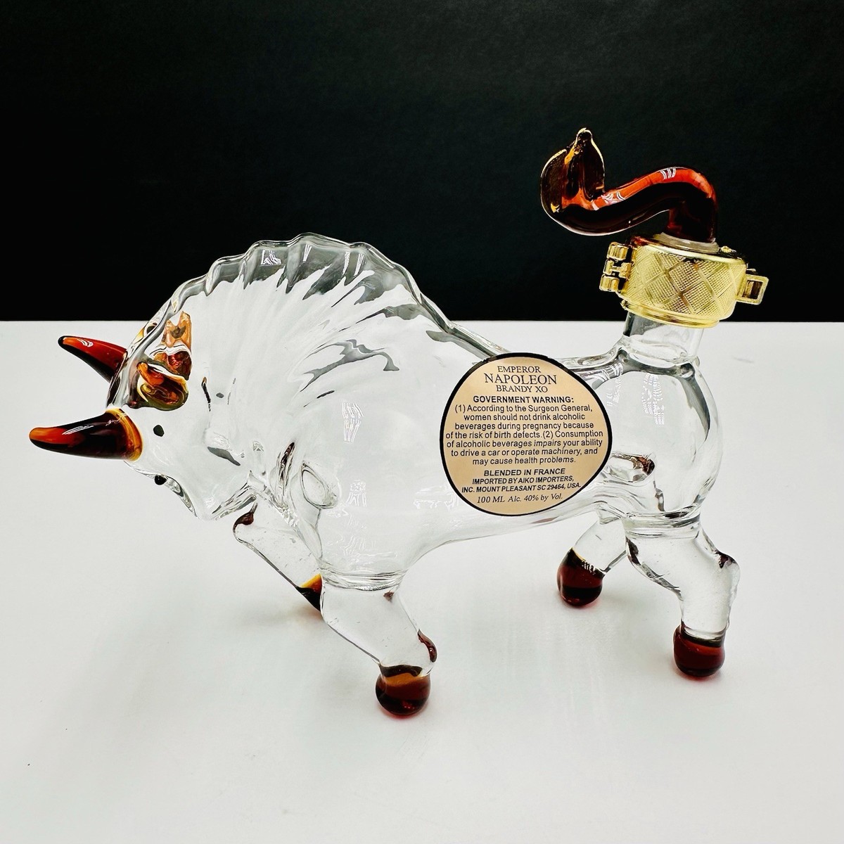 Emperor Napoleon Brandy XO Clear Glass Empty BULL ZODIAC SERIES