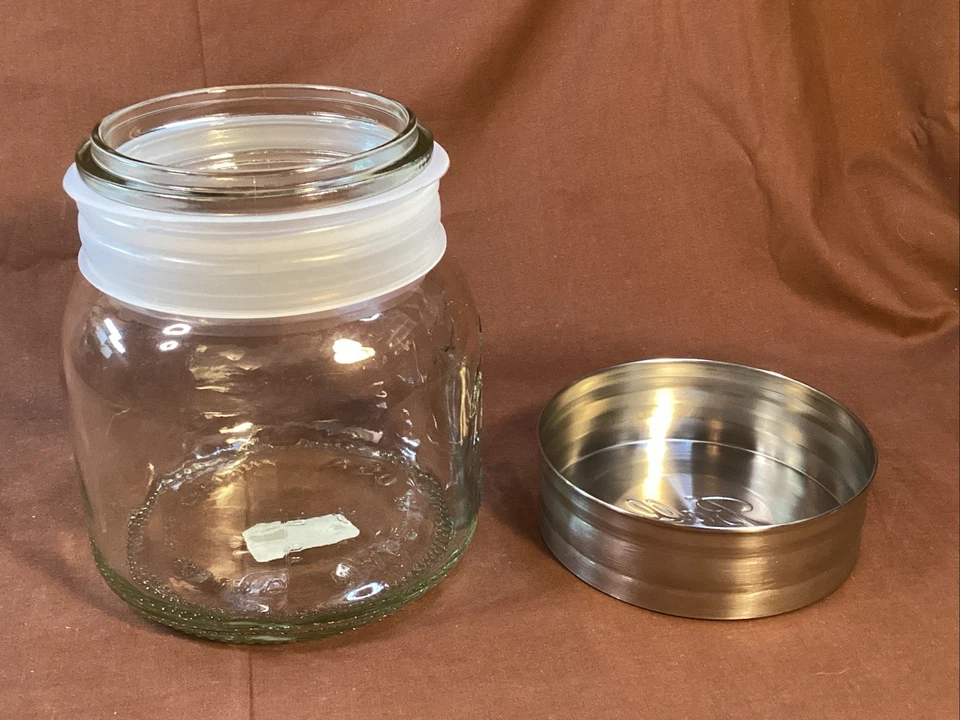 Bola boca ancha transparente 1/2 galón 64 oz tarro de conservas de albañil-bote de grapas de cocina Foto 4 de 4