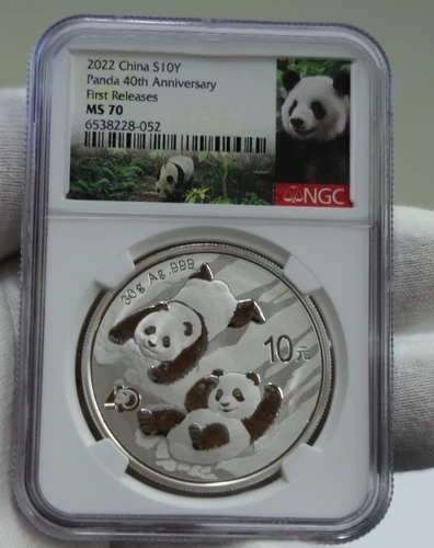 2022 China 30 Gram Silver Panda NGC MS70 Panda Label
