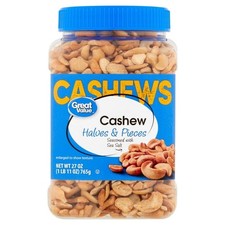 Great Value Cashew Halves & Pieces, 27 oz...