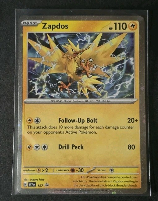 Pokemon Zapdos SVP 157 Scarlet & Violet Cosmos Holo Black Star Promo NM