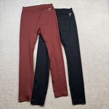 Gymshark Seamless Leggings Black  Rust Red XS Workout Athleisure Set Lot of 2