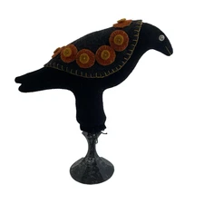Vintage Primative Style Crow Handmade Candlestick Pin Cushion Decor