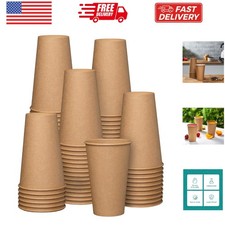 100 Count Kraft Disposable Paper Cups, Hot Coffee Cups Brown Unbleached - Eco...