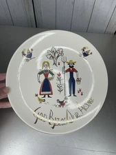 American Provincial Rhythm Homer Laughlin 10" Plate Folk Art ‘Bless Our Home’