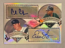 EVAN LONGORIA CARL CRAWFORD /199 2007 BOWMAN STERLING DUAL AUTO TAMPA BAY RAYS