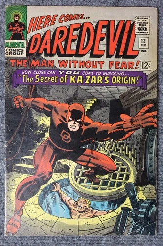 Daredevil Vol. 1 #13: The Secret of Ka-Zar's Origin! Marvel, 1966,  BB27