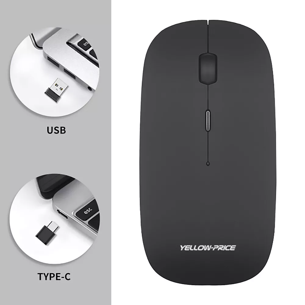 Rechargeable USB Type C Wireless Mouse 2.4G Silent Click for PC