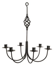 "BIRD CAGE" BASKET WROUGHT IRON CANDLE CHANDELIER - 6 Arm Handcrafted Candelabra