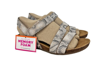 Comfortiva  Women's Gardena Nude Brooklyn Snake Print Sandals-6 Wide