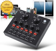 V8 Karaoke Recording  Broadcast Audio Mixer USB External Sound Card