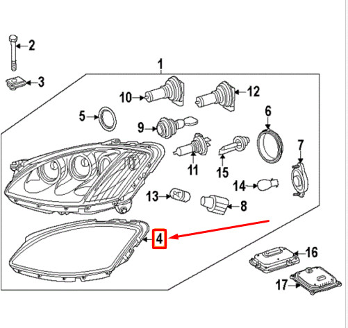 MERCEDES-BENZ S W221 Front Left Headlight Lamp Seal A2218260358 