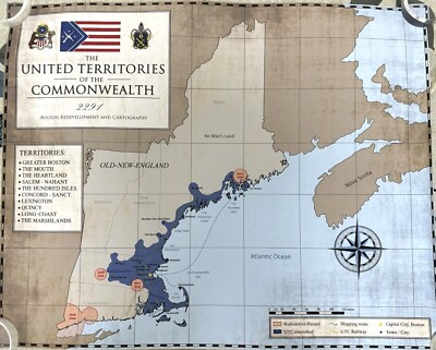 Fallout 4 Commonwealth Minutemen Controlled Area Map Fan Make Brand New