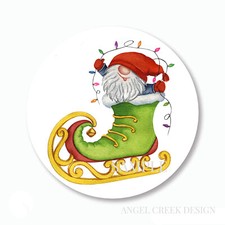 Cute Christmas Santa ice Skate Scrapbook Stickers Round Envelope Seals Labels