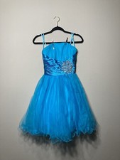 May Queen Couture Strapless Blue Party Prom Dress Size 4