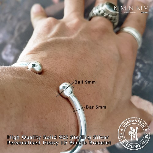 Heavy Weight Soild ID Torque Bangle Bracelet✔️Free Engraving✔️925Silver✔️Quality - Picture 5 of 13