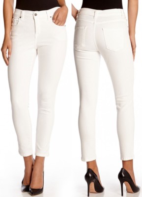 Karen Kane L82099 Cream Zuma Twill Stretch Denim Crop Skinny Jeans