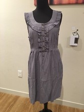 anthropologie maeve Women fit & flare dress Gray , Buttoned Flare Torso