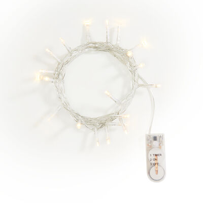 VBS Mini-LED-Lichterkette, mit Timer, mit Knopfzellen 10 u. 20 LEDs Weihnachten