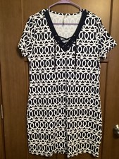Lulu B Dress Size Small Short Sleeve V Neck Stretch Navy And White