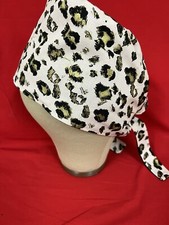 Men/Women Surgical Scrub Cap Lined Peach/Pink Leopard Print 100 Cotton