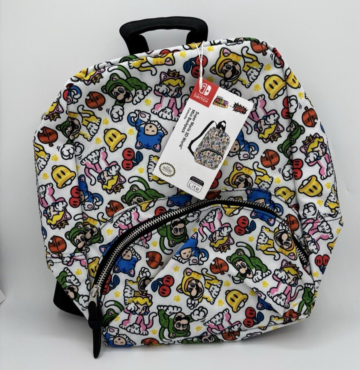 Super Mario 3D World Catsuits Mini Backpack for Nintendo Switch, White NWT
