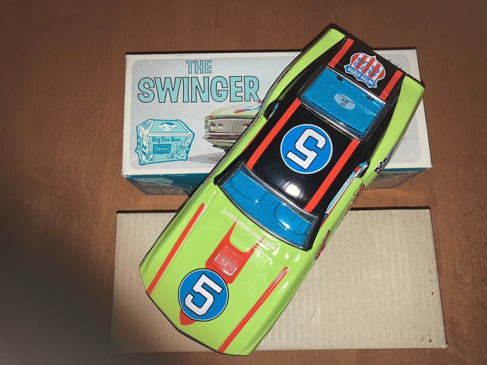 “ The SWINGER”  5 Vintage Toy Mustang Mach 1 #49-5818 Tin, Sears, Never Used.