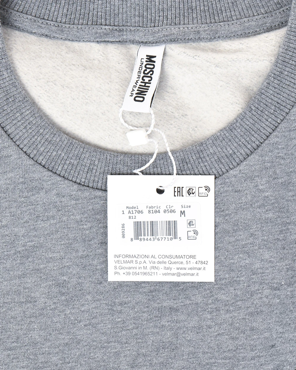 Felpa Moschino Underwear Sweatshirt Hoodie Cotone Uomo Grigio A17068104 506