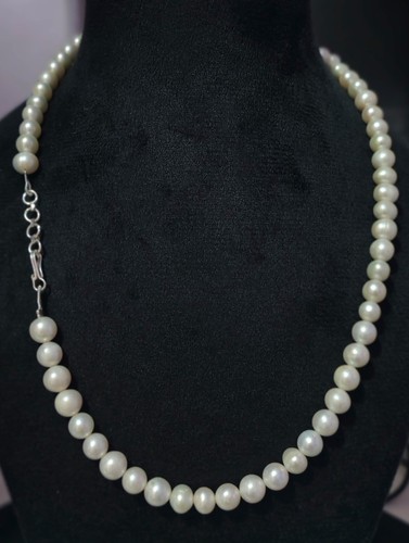 Collares De Perlas De Agua Dulce Naturales Redondas De 8mm Con Plata De Ley 925 - Imagen 6 de 8