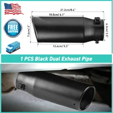 OXILAM Car Exhaust Pipe Tip Rear Tail Throat Muffler Stainless Steel Black 1 PCS