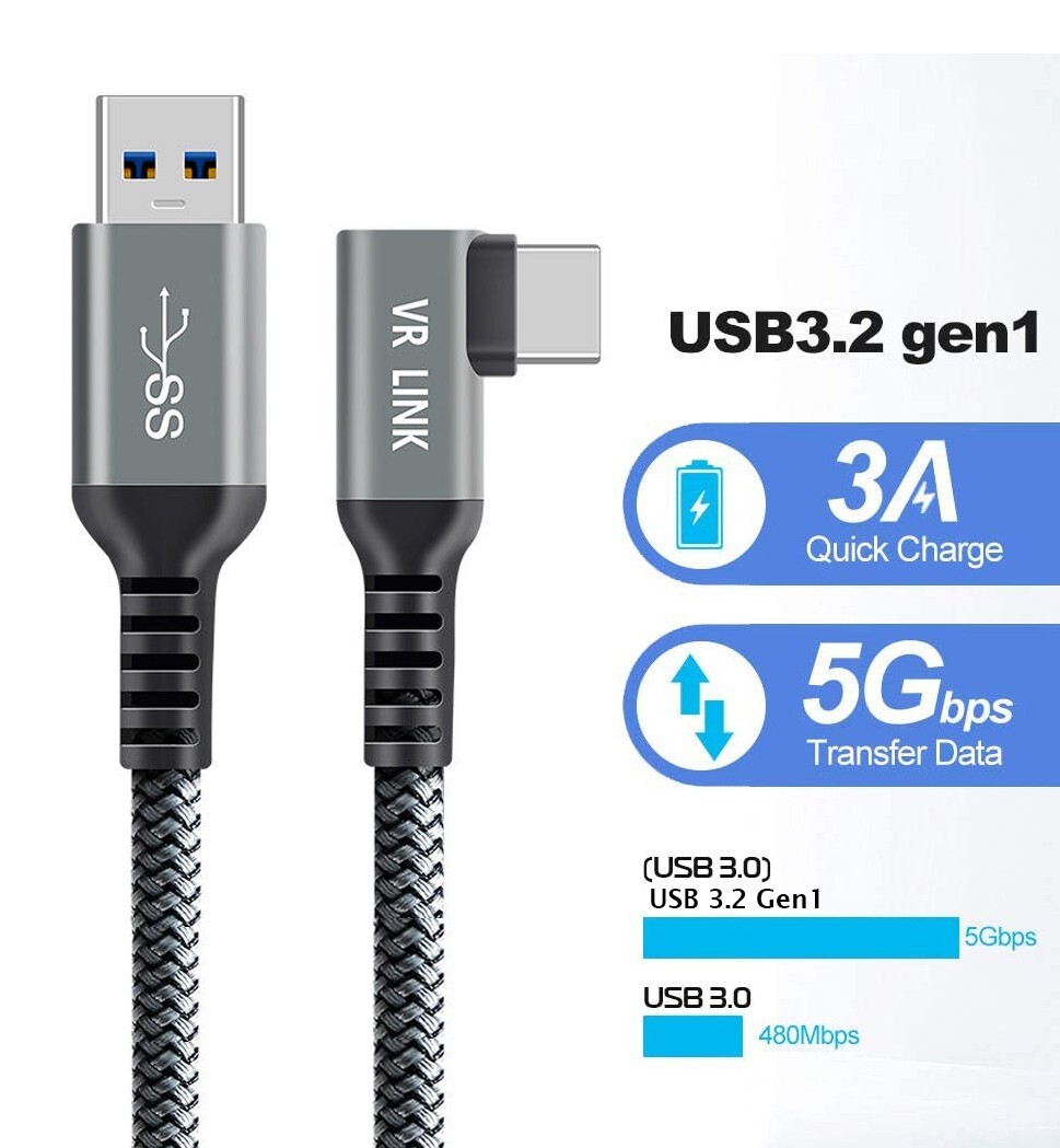 Oculus Link Laptop 3m USB Gen To Type C VR Link Cable Braided For