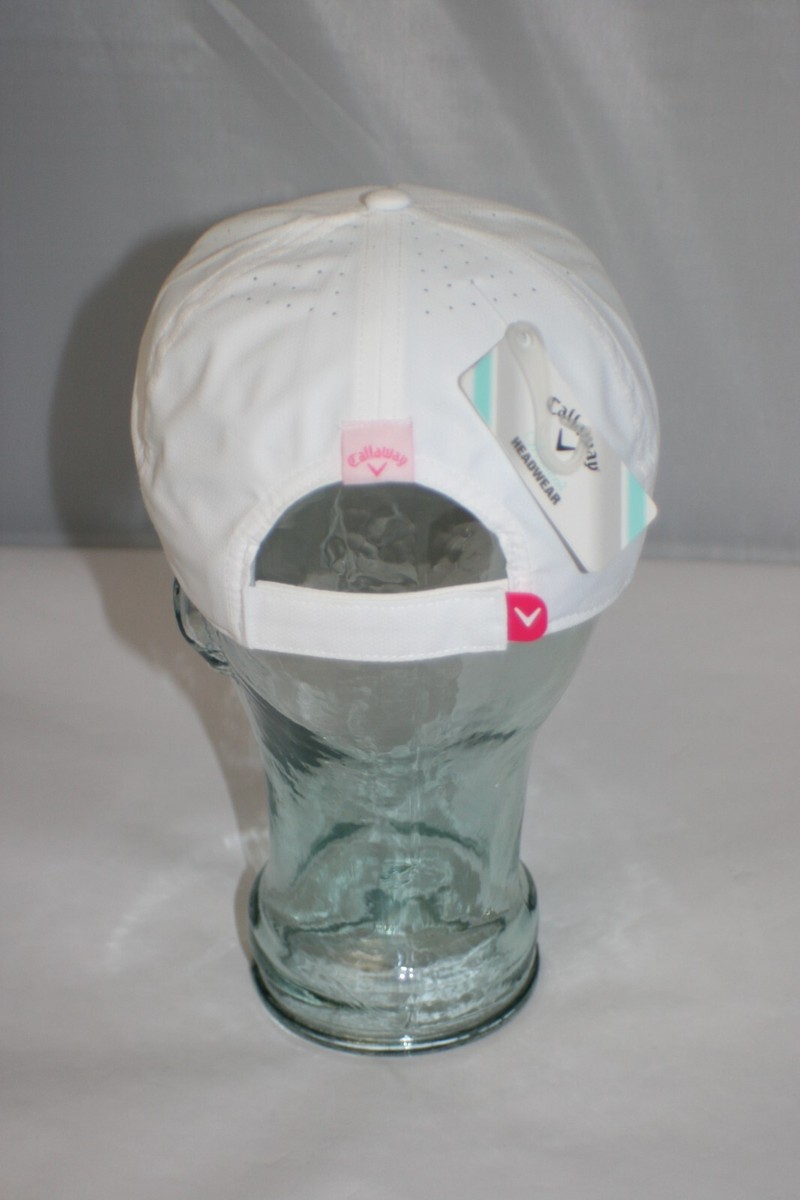 Callaway Opti Vent White Golf Hat w/ Pink Logo Adj 5219123  display picture 3