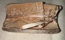 Antique RARE Victorian Embroidered  Ribbon & Satin Needle & Sewing Notion Case