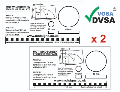 2 X WINDSCREEN STONE CHIP CHECKER. MOT WINDSCREEN DAMAGE ASSESSMENT ...