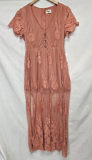 Show Me Your Mumu Alina Maxi Romper pink lace overlay Size Small Lacy