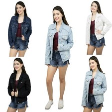 Women's Denim Button Down Jacket Mid Length Long Sleeve Ladies Wrang Jackets