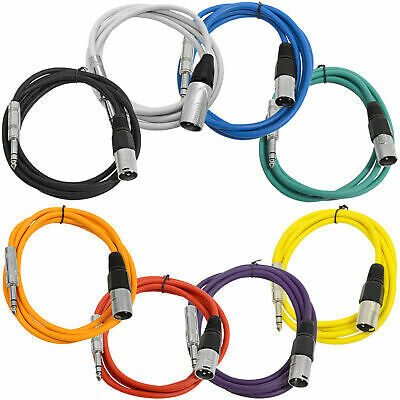8 Pk of Multi-Color 6 Foot XLR Male to 1/4 Inch TRS Patch Cables Balanced PA/DJ