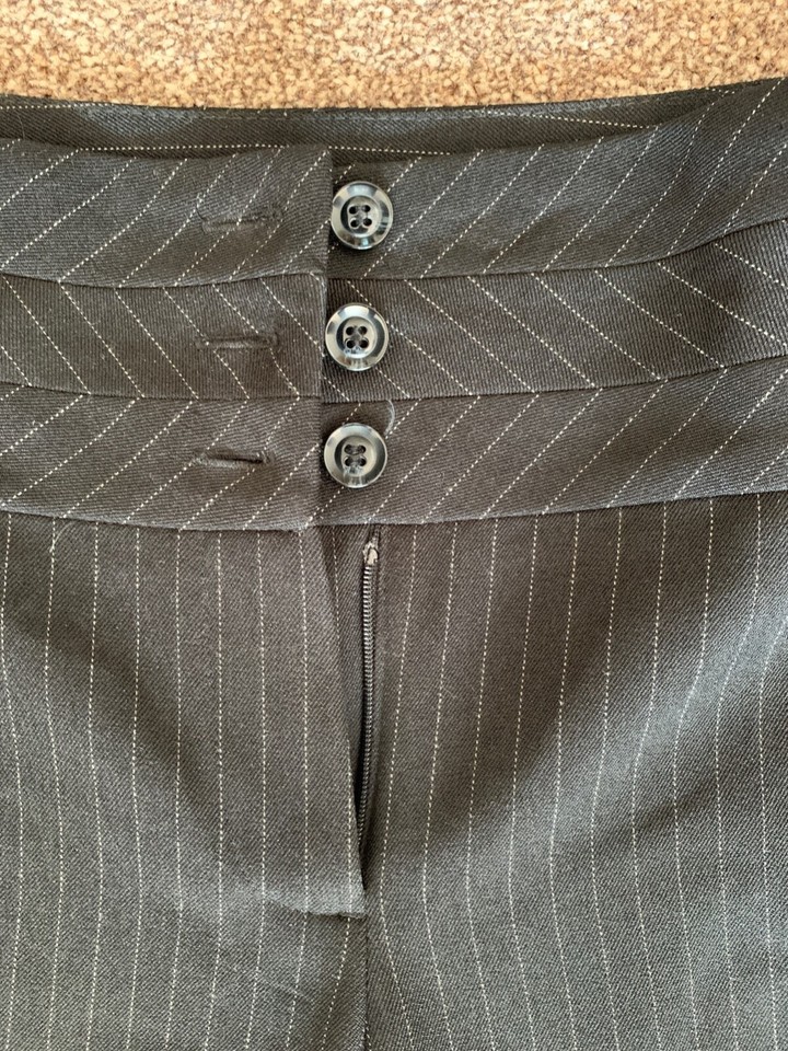 F&F Ladies Black Pin Stripe Suit Size 12 (Jacket and Trousers) eBay