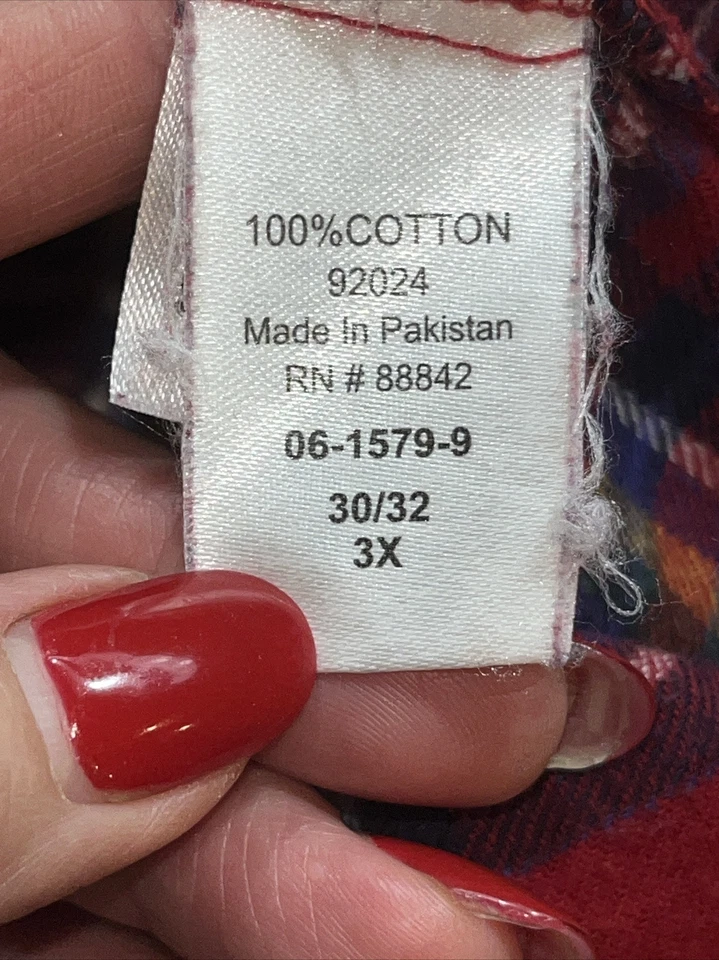 VESTIDO 3XL Only Necessities Rojo a Cuadros Salón FRANELA LARGA Bolsillos Frontales a Presión Azul Foto 3 de 4