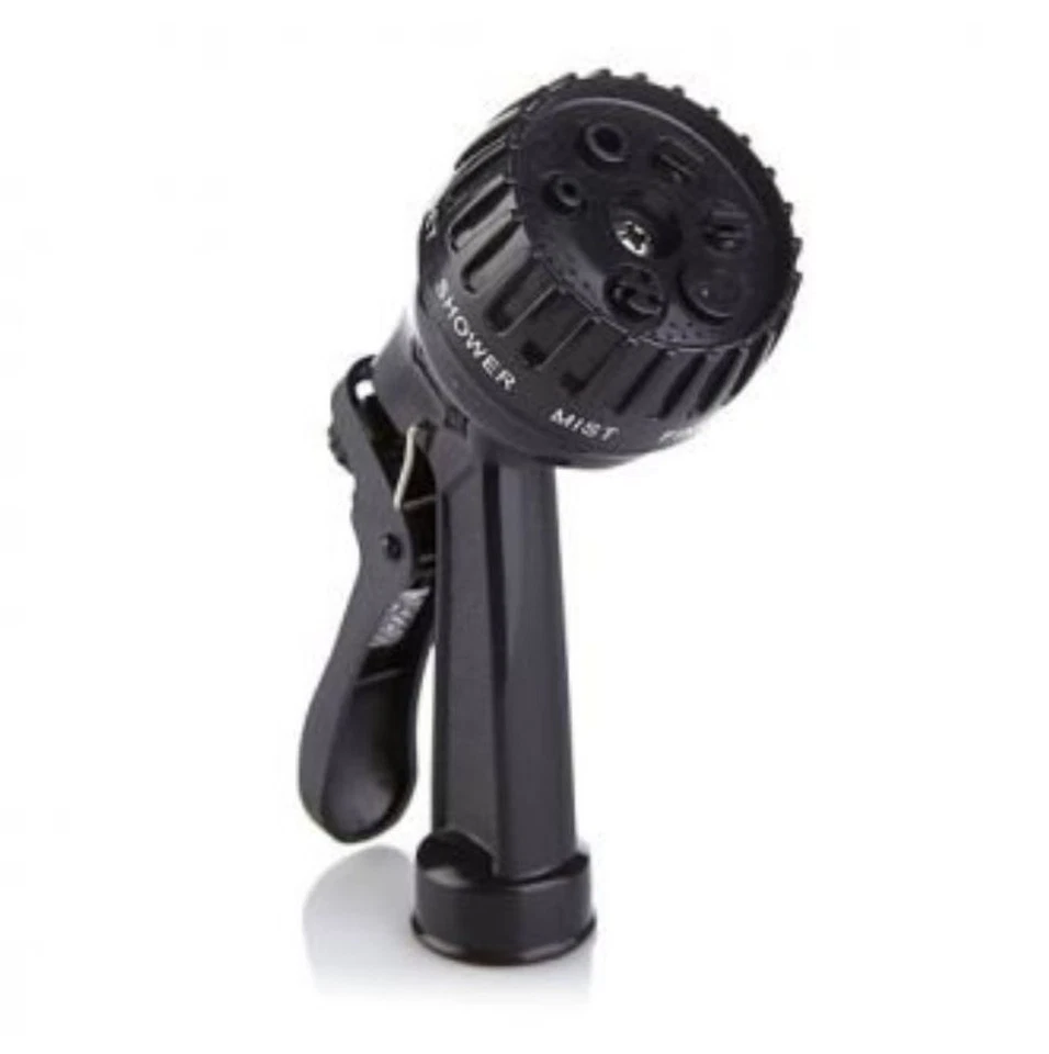 Black 7-Way Garden Pocket Spray Hose Nozzle Full Flat Jet Shower Mist Fine Vert - Image 3 of 3