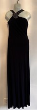 David Meister Gown Dress 6 Navy Rhinestone Lined neck Embellishment Long Formal