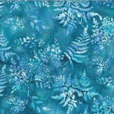 Hoffman Batiks Fabric - Bali Batik - Cyan Mixed Fern V2529-715