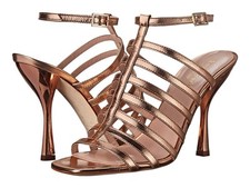  350 NWT KATE SPADE NEW YORK Sz8US DELILA HEEL SANDALS SHOE ROSE GOLD METALLIC