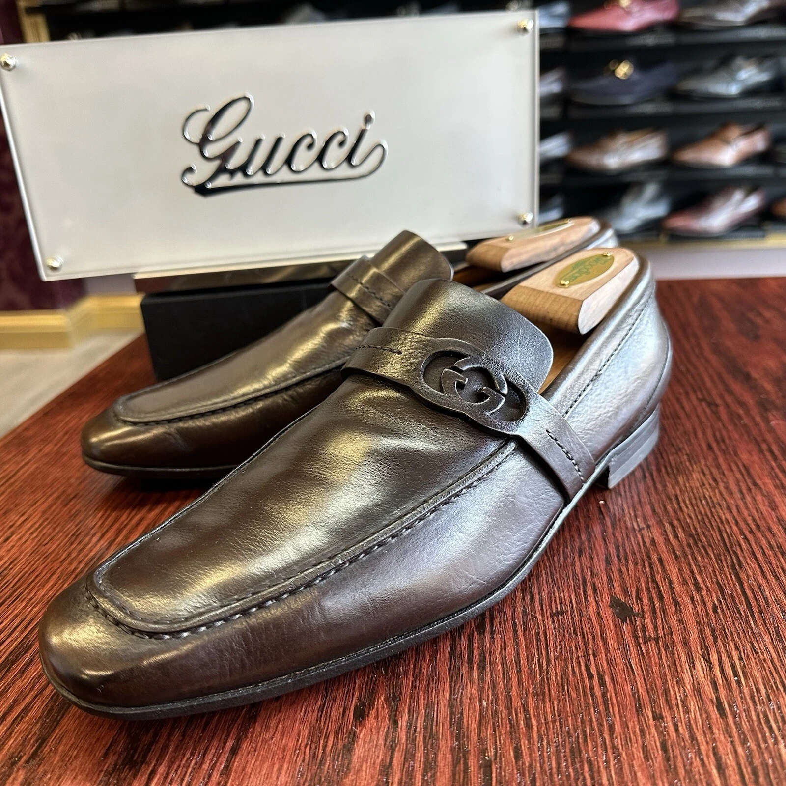 Mocassins homme marron Gucci GG à taille 7,5 G / 8,5 US / fabriqués en ITALIE