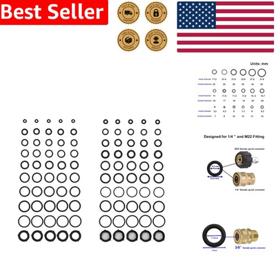 #ad 100 Piece Pressure Washer O Ring Repair Kit Rubber Pump Hose Gun Wand 18 Sizes $25.30