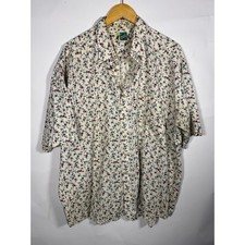 Johnny Cotton Vintage Floral Vine Button Down Shirt Mens XL Made in USA Cream