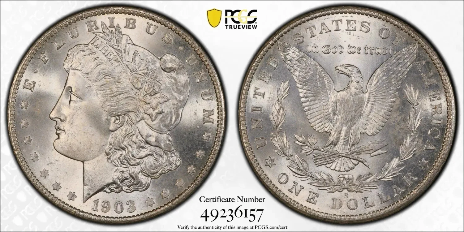 1903-S $1 PCGS MS67 Morgan Silver Dollar 49236157