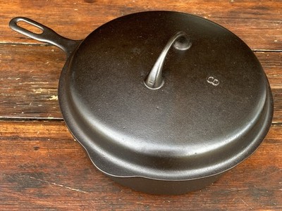 Griswold Iron Mountain #8 Cast Iron Chicken Fryer w/ Matching Lid