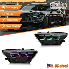 USED LED Projector Headlight Fit For Ford Mustang 2015-2017 Head Lamps Assembly