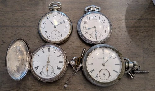 Antique Waltham Vanguard Illinois Lever Set Key Wind Mens Pocket Watch Lot As Is